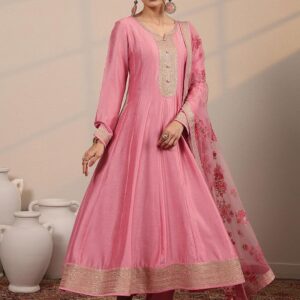 premium pink flared dress for festive and party wear🩷