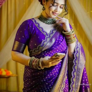 royal purple designer saree for women outstanding cultural wedding ethnic clothing with a luxury border