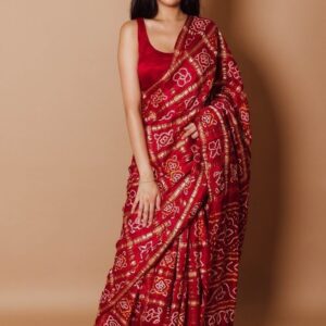 luxury red bandhani saree classic heritage look