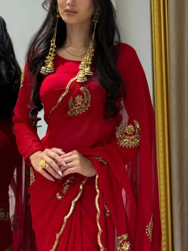 royal red embroidered saree with golden border – premium festive & wedding wear ❤️✨ royal red embroidered saree with golden border – premium festive & wedding wear ❤️✨