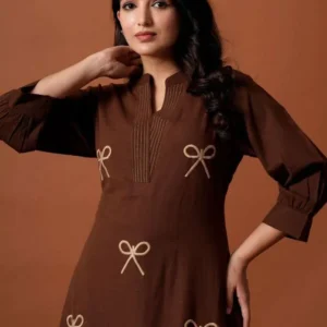 chic brown embroidered kurta palazzo set β effortless everyday elegance π€β¨