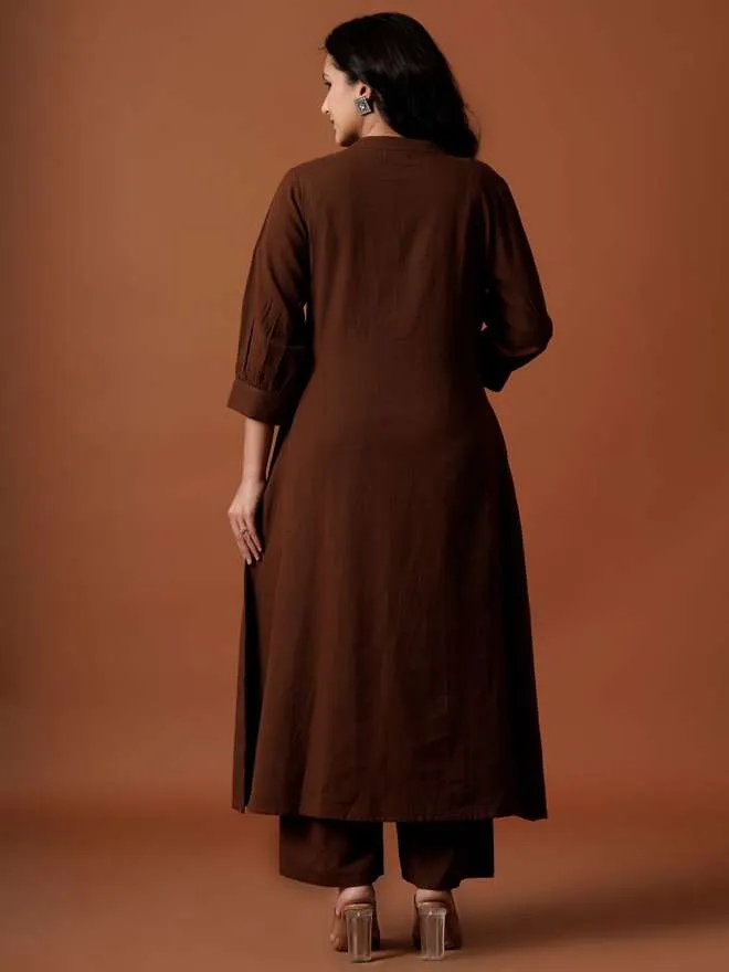 chic brown embroidered kurta palazzo set β effortless everyday elegance π€β¨ chic brown embroidered kurta palazzo set β effortless everyday elegance π€β¨